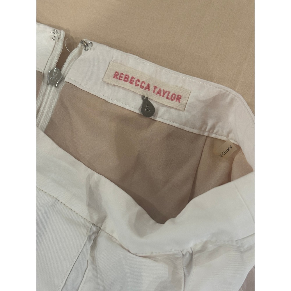 Rebecca Taylor Pleated Mini Skirt Eyelet Detail White Skater Size 6 - Picture 2 of 4